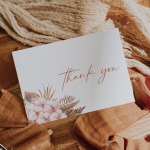 Boho Wedding Thank You Card Template, Printable Thank You, Editable, Bridal Shower, Bachelorette, Watercolor, Digital Download, AD53