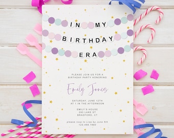 In My Birthday Era Birthday Party Invitation Template, Friendship Bracelet Invitation, Girl Birthday Invite, Editable, Printable, AD41
