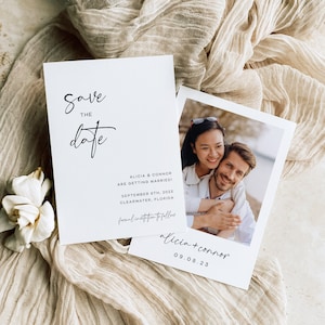 Minimalist Save the Date With Photo, Printable Wedding Photo Save the Date Template, Editable, Instant Download, Modern Wedding, AD26