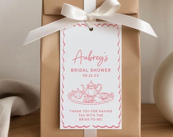 Tea With The Bride To Be Bridal Shower Favor Tag Template, Tea Party, Printable Thank You Tag, Editable, Shower Favor Label, AD77