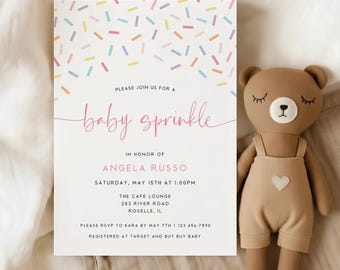 Printed + Shipped Baby Sprinkle Invitation, Baby Shower Invite with Sprinkles, Personalized, Sprinkle Baby Shower