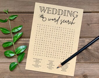 Printable Bridal Shower Word Search Game, Bridal Shower Game, Wedding Game Template, Wedding DIY, Instant Download, Rustic Word Search