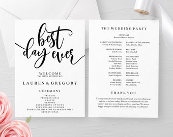 Items Similar To Rustic Wedding Program Template Wreath