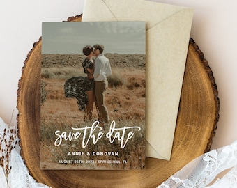 Photo Save the Date Printable Template, Add Your Own Photo, Editable Wedding Photo Save the Date, Instant Download, Wedding DIY