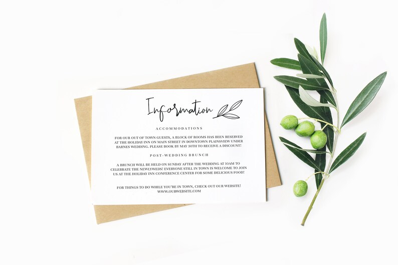 Rustic Leaves Printable Wedding Invitation Set  Editable Invitation Suite Template  Instant Download  DIY  Wedding Invitation Set