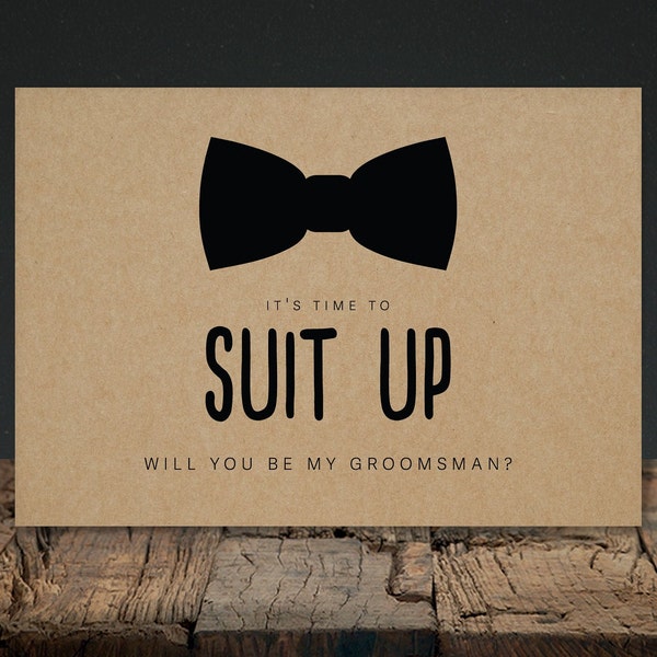 Printable Groomsman Proposal Card, Best Man Proposal, Suit Up Groomsman Card, Download, Rustic Wedding DIY, Bridal Party, Wedding Template