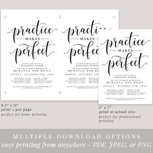 Printable Rehearsal Dinner Invitation, Practice Makes Perfect Rehearsal Invitation Editable Template, Instant Download, Wedding DIY, AD04 image 5