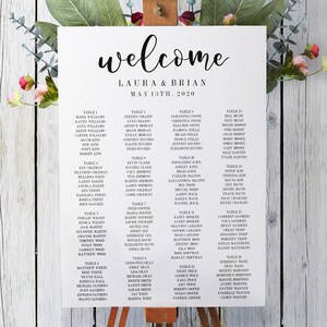 Printable Wedding Seating Chart, Editable Seating Chart Template, Wedding Seating Plan Sign, Wedding Table Numbers, Instant Download image 1