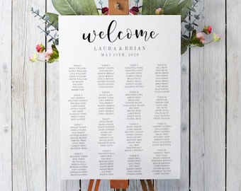 Printable Wedding Seating Chart, Editable Seating Chart Template, Wedding Seating Plan Sign, Wedding Table Numbers, Instant Download
