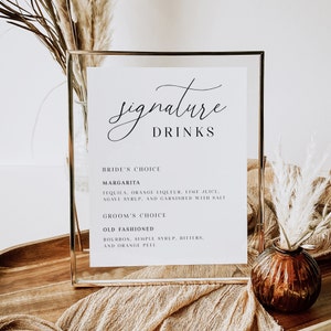 Signature Drinks Wedding Sign Template, Bar Menu Sign, Printable Bar Sign, His and Hers Bar Sign, Editable Template, Instant Download, AD70