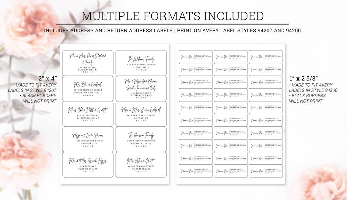 Printable Envelope Address Labels Editable Wedding Address Etsy