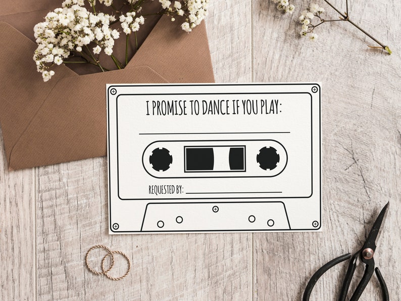 Song Request Invitation Insert Card, Printable Cassette Tape Song Request Card, Wedding Invitation Insert Template, Download, Rustic, AD21 image 4