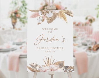 Boho Bridal Shower Welcome Sign Template, Printable Bridal Shower Welcome Poster, Editable Sign, Digital Download, Wedding Welcome, AD53