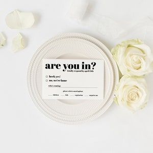 Funny Wedding RSVP Template, Printable RSVP Card For Wedding, Are You In, Digital, Instant Download, Editable, Wedding Invitation Insert image 6