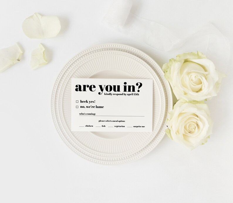 Funny Wedding RSVP Template, Printable RSVP Card For Wedding, Are You In, Digital, Instant Download, Editable, Wedding Invitation Insert image 6