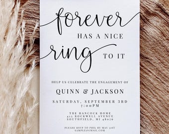 Engagement Announcement, Editable Engagement Party Invitation Template, Forever Has A Nice Ring To It, Download, Printable Wedding DIY, AD02