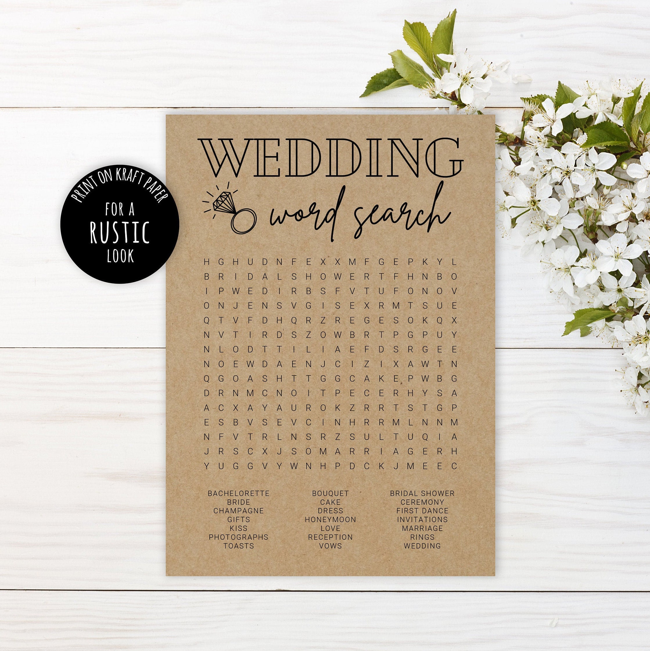 Printable Bridal Shower Word Search Game Bridal Shower Game | Etsy