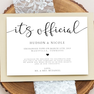 It's Official Elopement Announcement, Printable Casual Wedding Reception Invitation, Editable Template, Instant Download, Rustic, Marriage