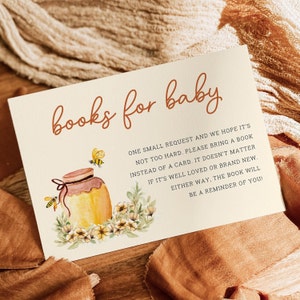 Honig und Bienen Bücher für Babyparty Einladung Insert Karte, Bücher für Baby Vorlage, Mommy To Bee, ein kleiner Honig, editierbar, Download, AD27