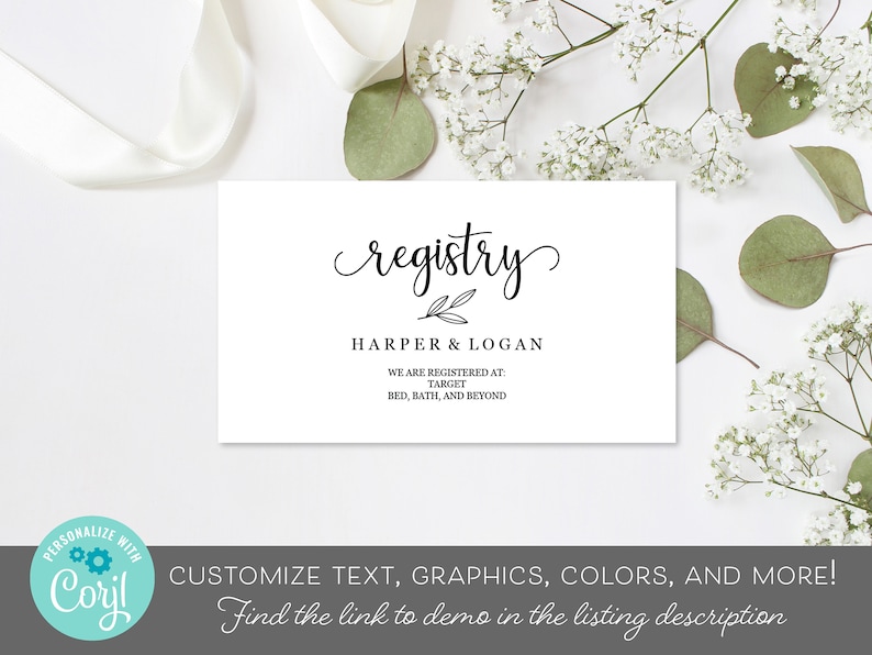 Registry Wedding Invitation Insert // Printable Invitation Etsy