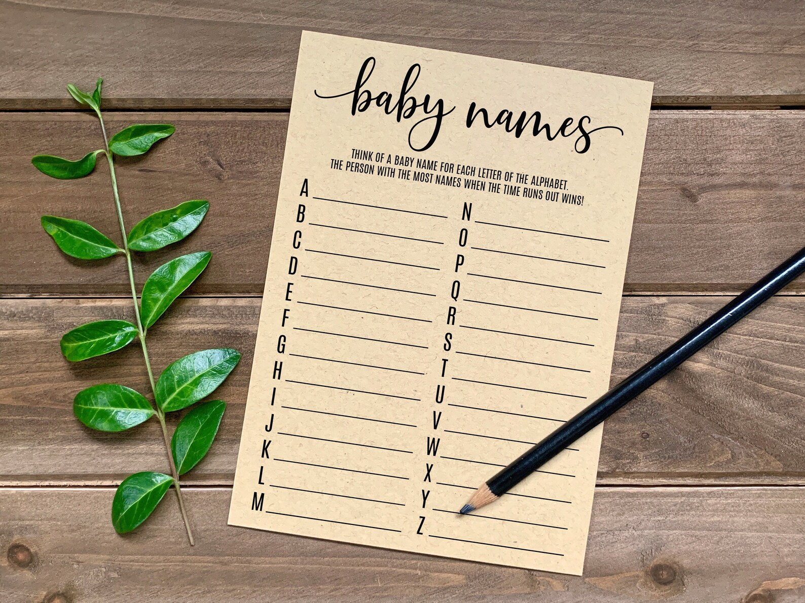 Baby Names Baby Shower Game Printable Baby Shower Game Etsy