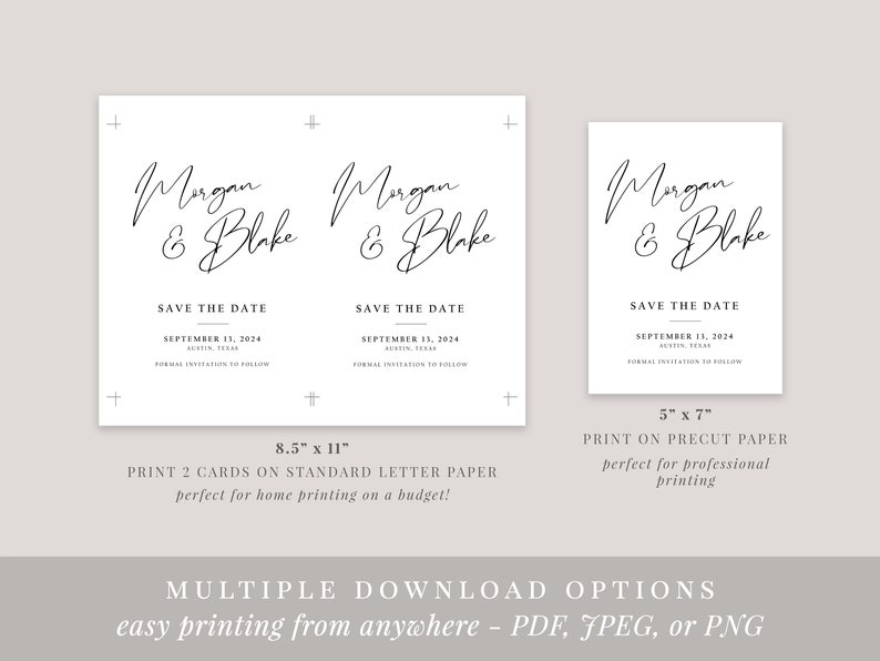 Minimalist Save the Date Template, Printable, Editable Save the Date, Instant Download, Minimalist Modern Wedding, Calligraphy, AD48 image 5