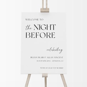 The Night Before Minimalist Wedding Rehearsal Dinner Welcome Sign Template, Printable Rehearsal Dinner Poster, Editable, Download, AD25