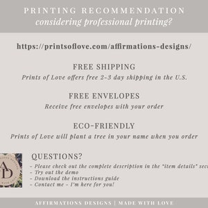 K&ouml;nnte beinhalten: Ein digitaler Download von druckbaren Affirmationsdesigns. Das Bild zeigt einen Text&uuml;berlagerung mit der Website-Adresse "https://printsoflove.com/affirmations-designs/" und Details zu kostenlosem Versand, kostenlosen Umschl&auml;gen und umweltfreundlichen Praktiken. Der Text "AFFIRMATIONS DESIGNS | MADE WITH LOVE" befindet sich am unteren Rand des Bildes.