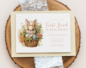 Easter Bunny Brunch and Egg Hunt Invitation Template, Easter Brunch Invitation, Egg Hunt Invitation, Editable, Printable, Download