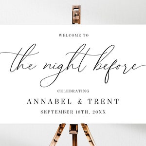 The Night Before Rehearsal Dinner Welcome Sign Template, Printable Wedding Rehearsal Dinner Sign, Editable, Instant Download, Decor, AD70