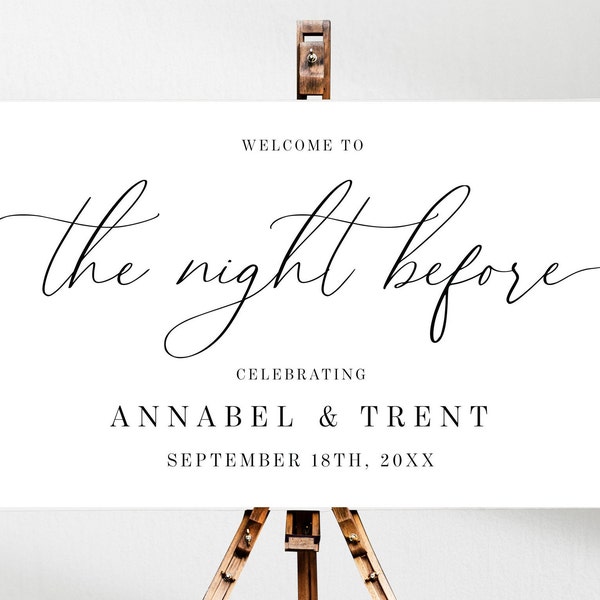 The Night Before Rehearsal Dinner Welcome Sign Template, Printable Wedding Rehearsal Dinner Sign, Editable, Instant Download, Decor, AD70