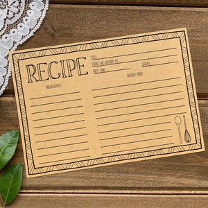 Printable Recipe Cards Template, Editable Wedding Invitation Recipe Card with Insert, Rustic Wedding DIY, Instant Download, Insert Card
