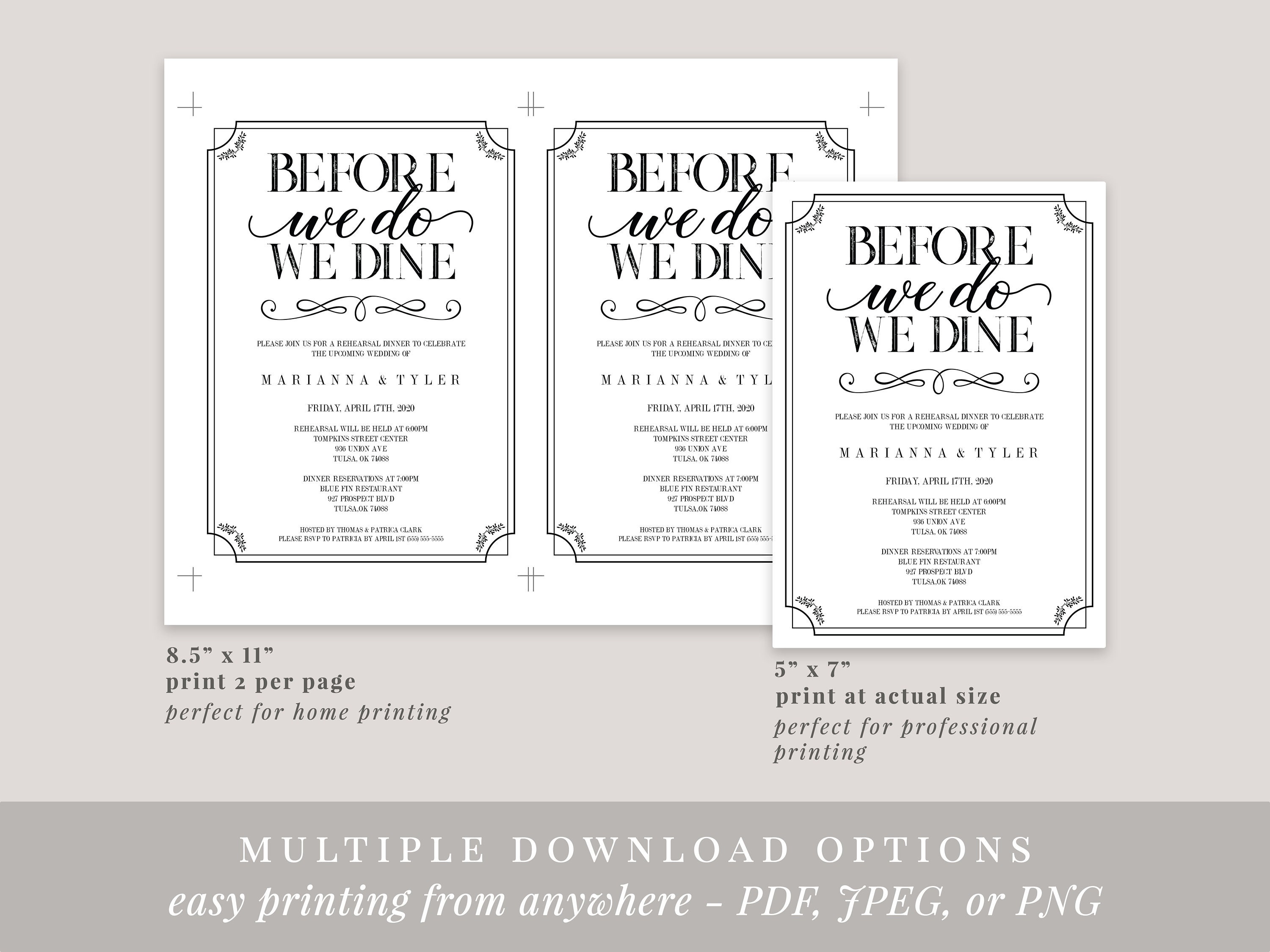 Printable Rehearsal Dinner Invitation Template Editable - Etsy
