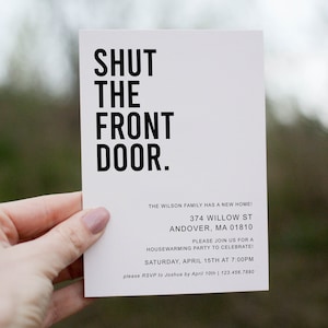 Shut The Front Door Moving Announcement Template, Housewarming Party Invitation Template, Editable, Printable, New Home, New House, We Moved