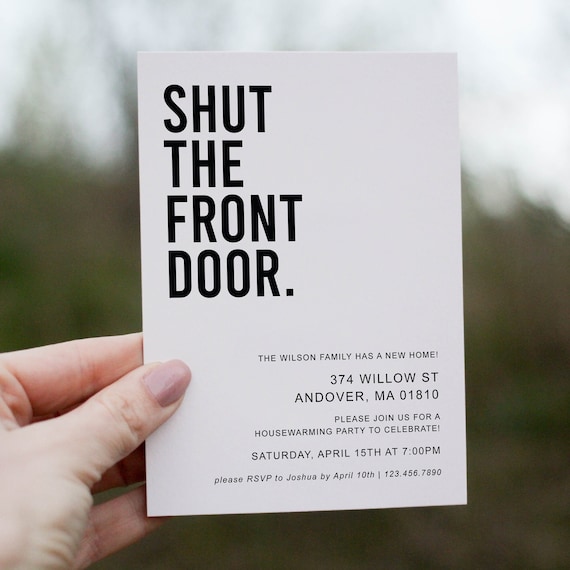 Shut The Front Door Moving Announcement Template, Housewarming Party Invitation Template, Editable, Printable, New Home, New House, We Moved