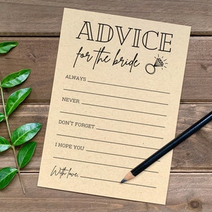 Tarjeta de consejos de despedida de soltera imprimible, consejos para la novia, juegos de despedida de soltera, tarjeta de consejos de boda rústica, bricolaje de boda, descarga instantánea