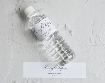 Rehearsal Dinner Water Bottle Label Template, The Night Before, Minimalist Wedding Water Bottle Labels, Editable Template, Download, AD70