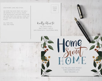 Moving Announcement Printable Postcard Template, Editable Moving Announcement,Home Sweet Home, Download, DIY Moving Postcard, New House