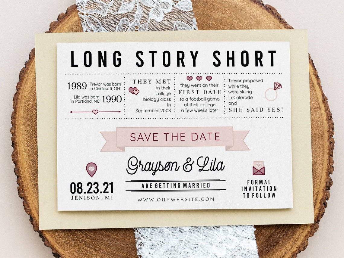 Save the Date Long Story Short Printable Wedding Save the image 1