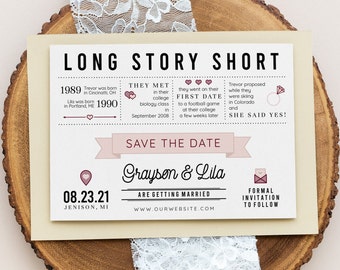 Save the Date, Long Story Short, Printable, Wedding Save the Date, Editable Template, Rustic Wedding, Instant Download, Invitation, AD38