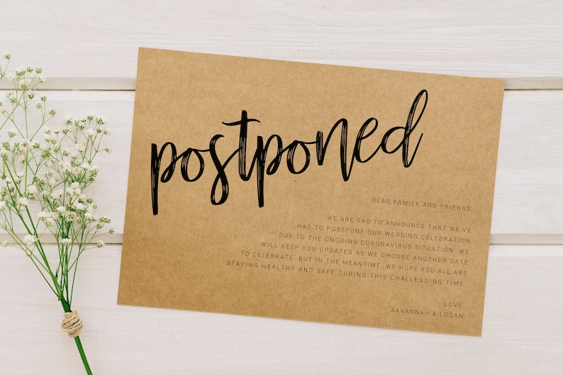 Printable Postponed Wedding Announcement Card // Editable | Etsy