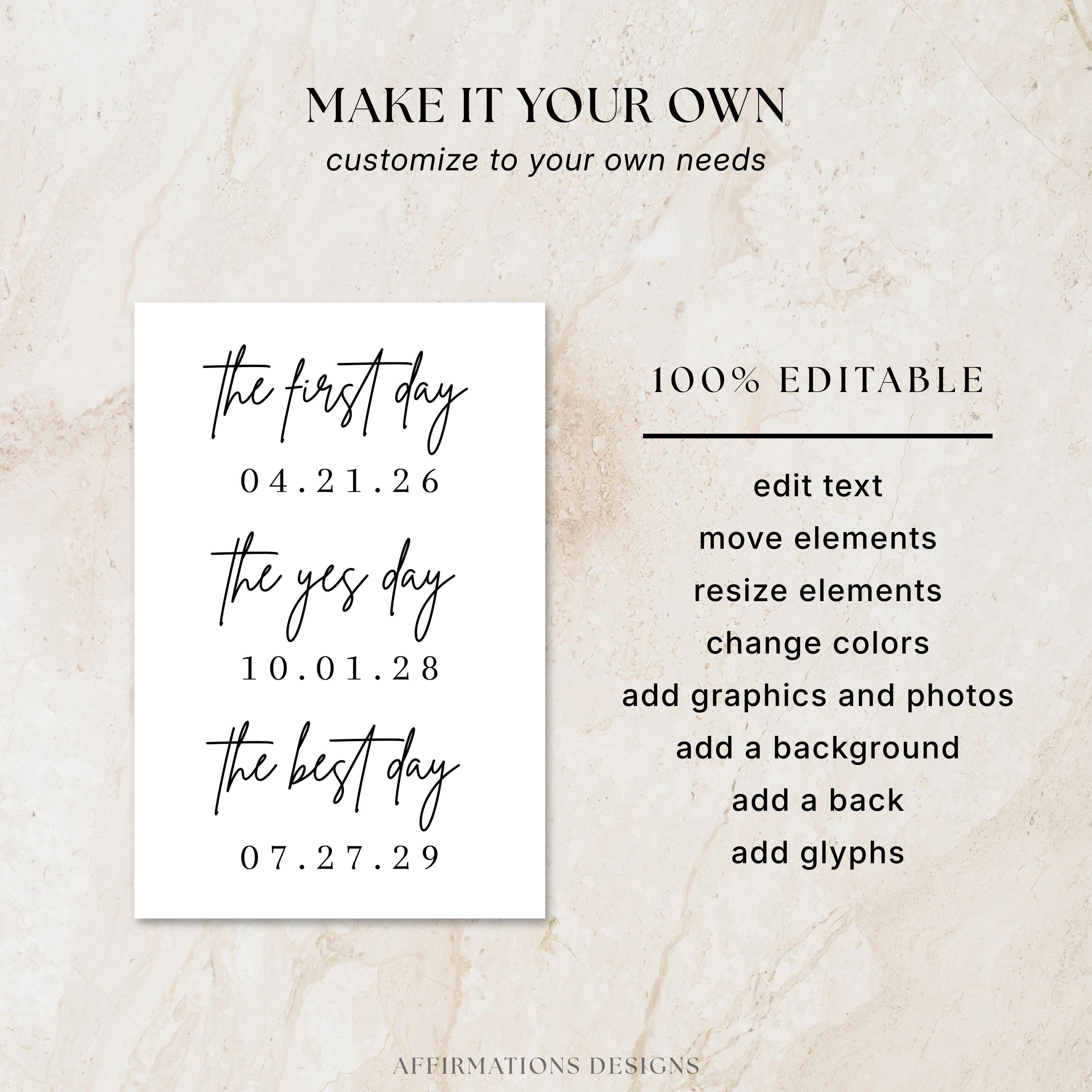 Printable Wedding Sign, Editable Wedding Poster Template, the First Day ...