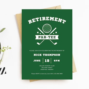 Retirement Par-Tee Invitation Template, Retirement Party Invitation, Golf Theme Retirement Invite, Printable, Editable, Download, AR02