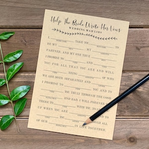 Brautparty Spiel druckbare Vorlage, Hochzeit &quot;Mad Libs&quot; Spiel, Brautparty Spiel, Instant Download, rustikale Hochzeit, DIY, Hochzeitsspiel