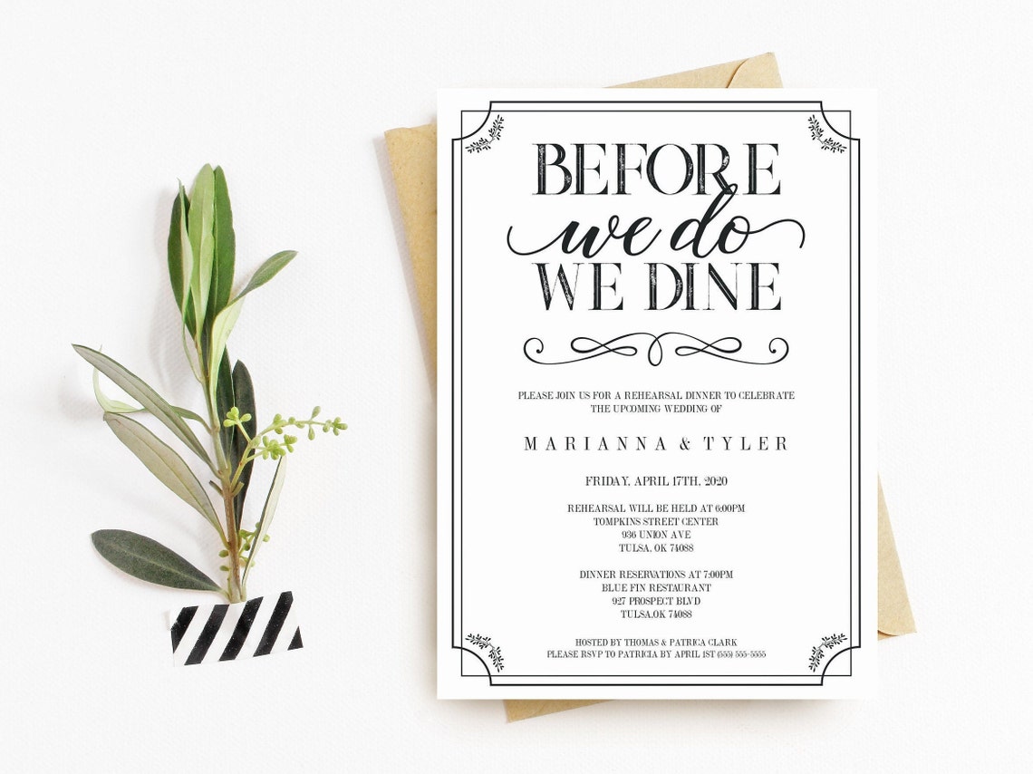 Printable Rehearsal Dinner Invitation Template Editable - Etsy