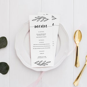 Rustic Branch Printable Wedding Menu, Editable Wedding Menu Template, Instant Download, Rustic Wedding DIY, Reception Menu Card, AD29 image 5