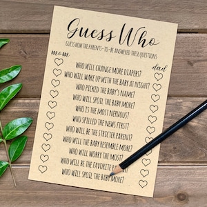 Guess Who Baby Shower Game Template, Printable Baby Shower Game, Mom or Dad, Instant Download, Funny Baby Game, Digital, DIY