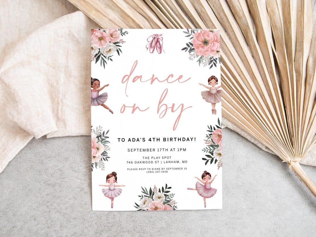 Dance on by Ballerina Birthday Invitation Template, Pink Ballet ...