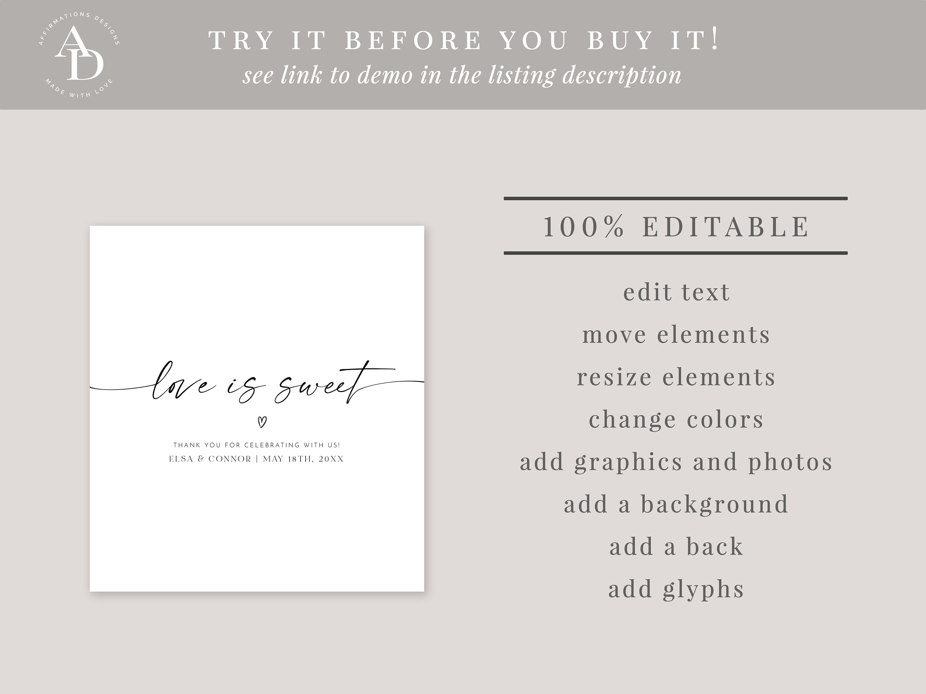 Wedding Candy Bar Wrapper Template, Printable Candy Bar Label, Wedding ...