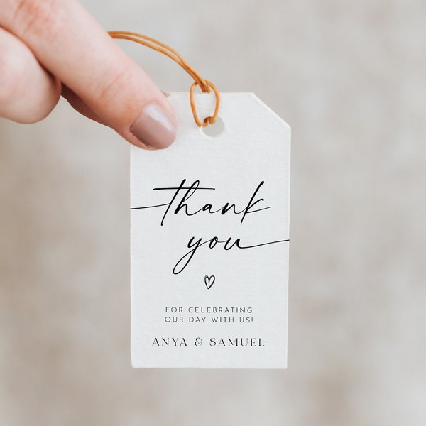 Minimalist Wedding Thank You Favor Tag, Wedding Favor Tag, Thank You Tag, Printable Favor Tag, Editable Template, Instant Download, AD18